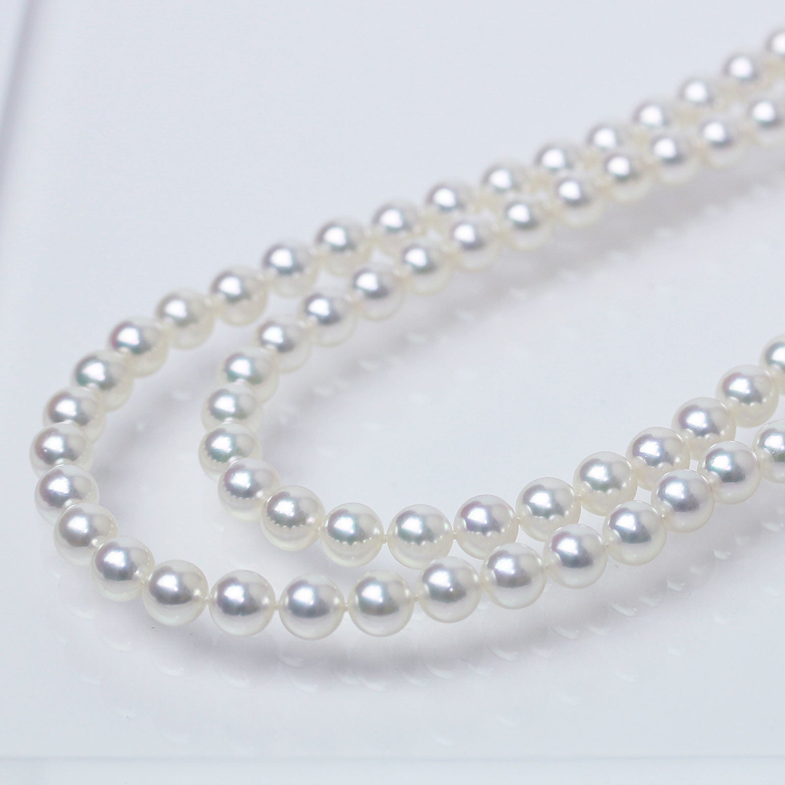 パールロングネックレス 準花珠 花珠落ち 無調色 7.5-8mm 約88cm オールノット 真珠総合研究所