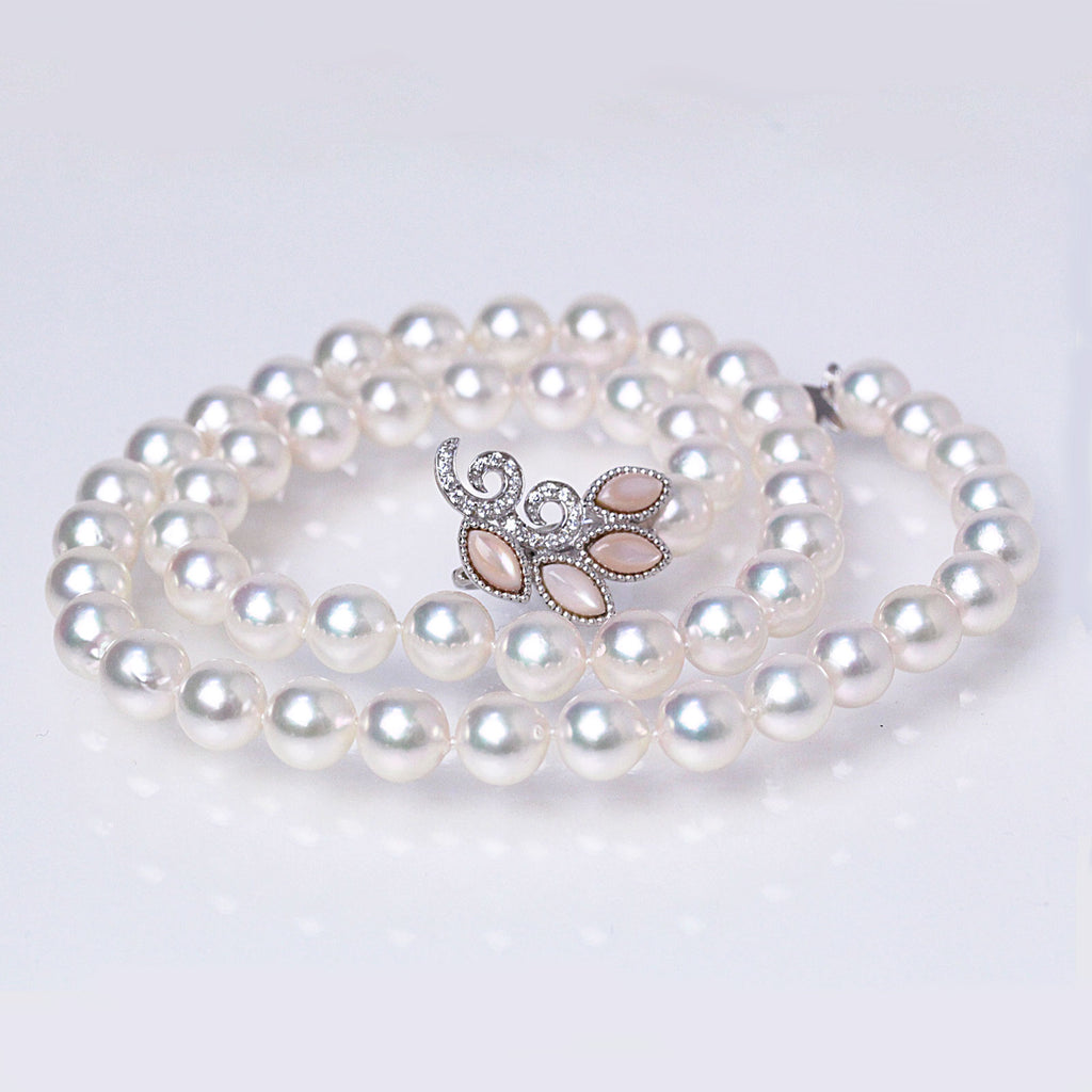 アジャスター2WAYパールネックレス ピンク 良質真珠 準花珠 真珠総合研究所