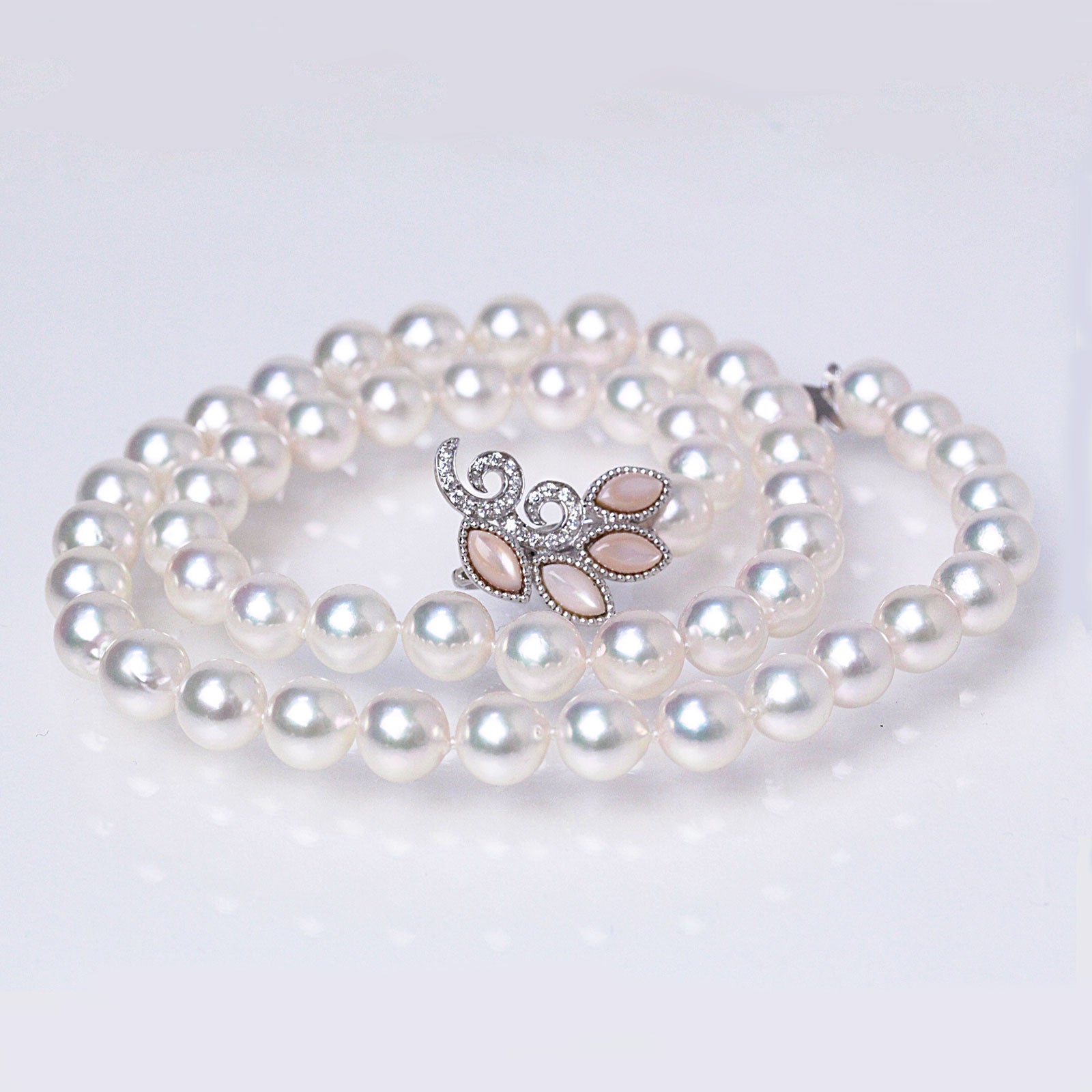 アジャスター2WAYパールネックレス ピンク 良質真珠 準花珠 真珠総合研究所