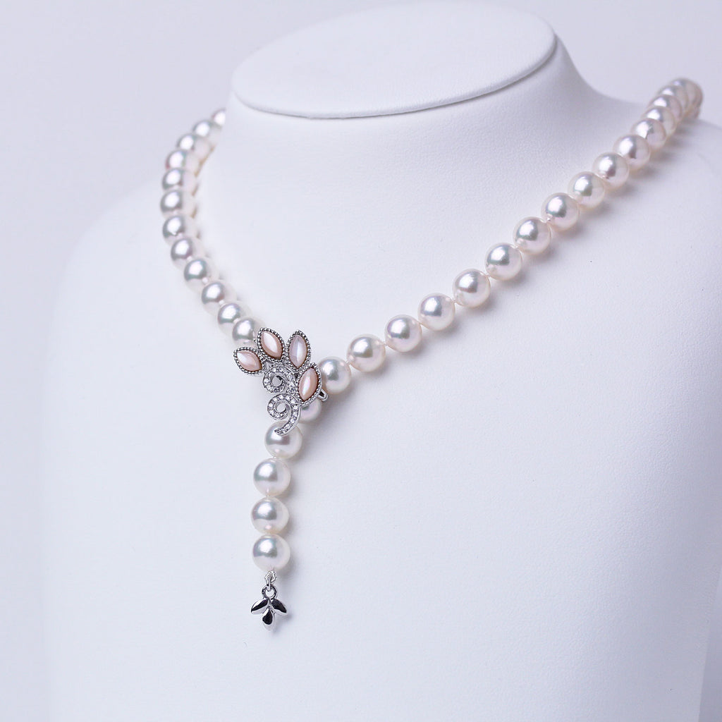 アジャスター2WAYパールネックレス ピンク 良質真珠 準花珠 真珠総合研究所