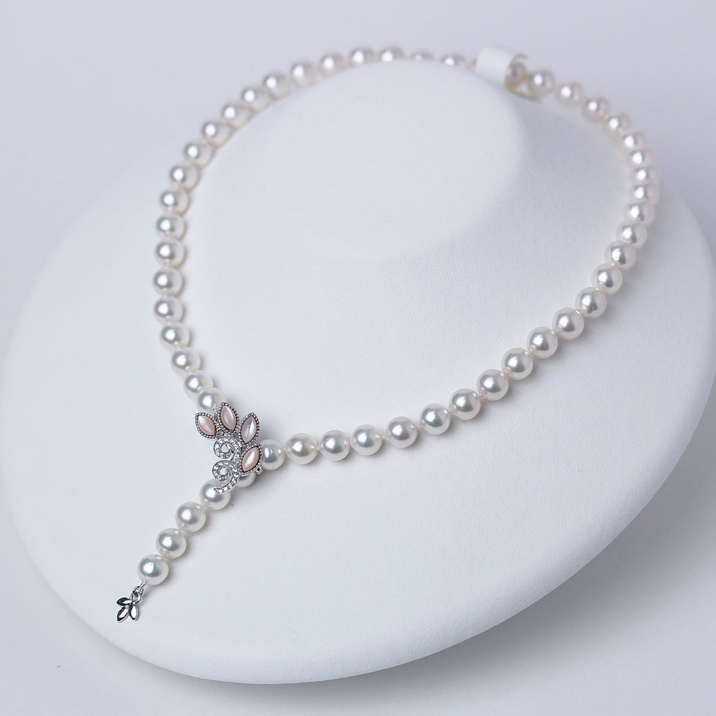 アジャスター2WAYパールネックレス ピンク 良質真珠 準花珠 真珠総合研究所