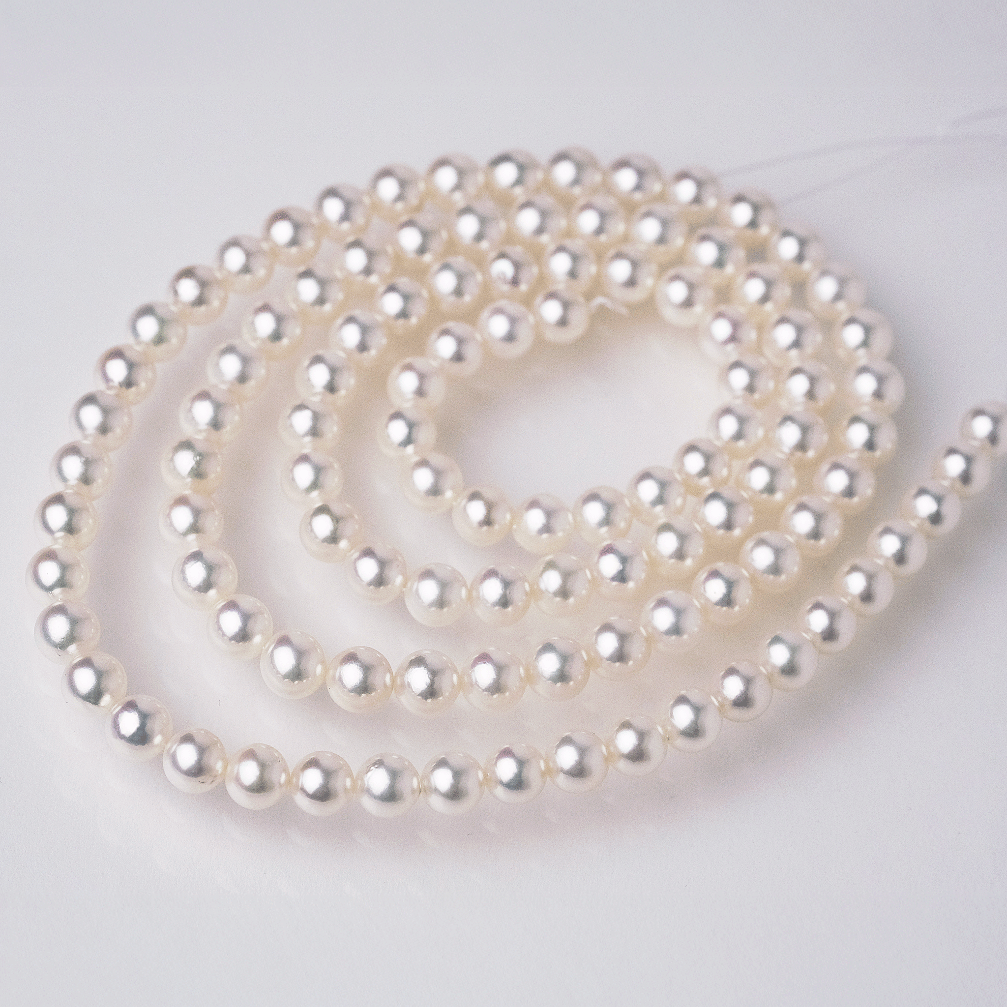 パールロングネックレス 良質厚巻き 無調色 7.5-8mm 約88cm オールノット 真珠総合研究所