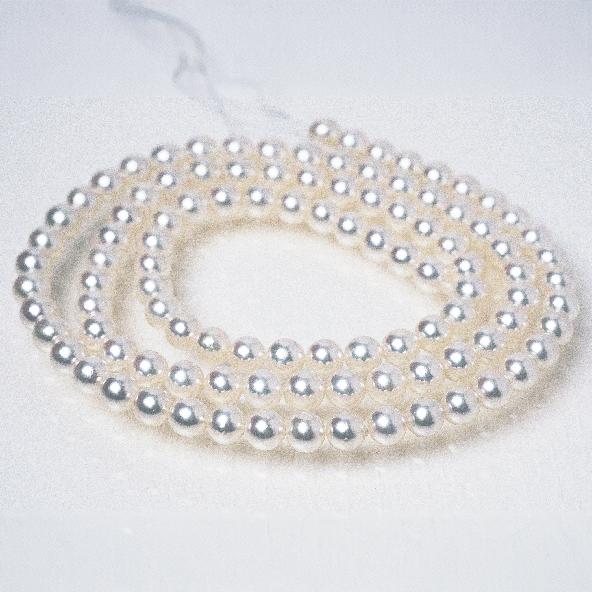 パールロングネックレス 良質厚巻き 無調色 7.5-8mm 約88cm オールノット 真珠総合研究所