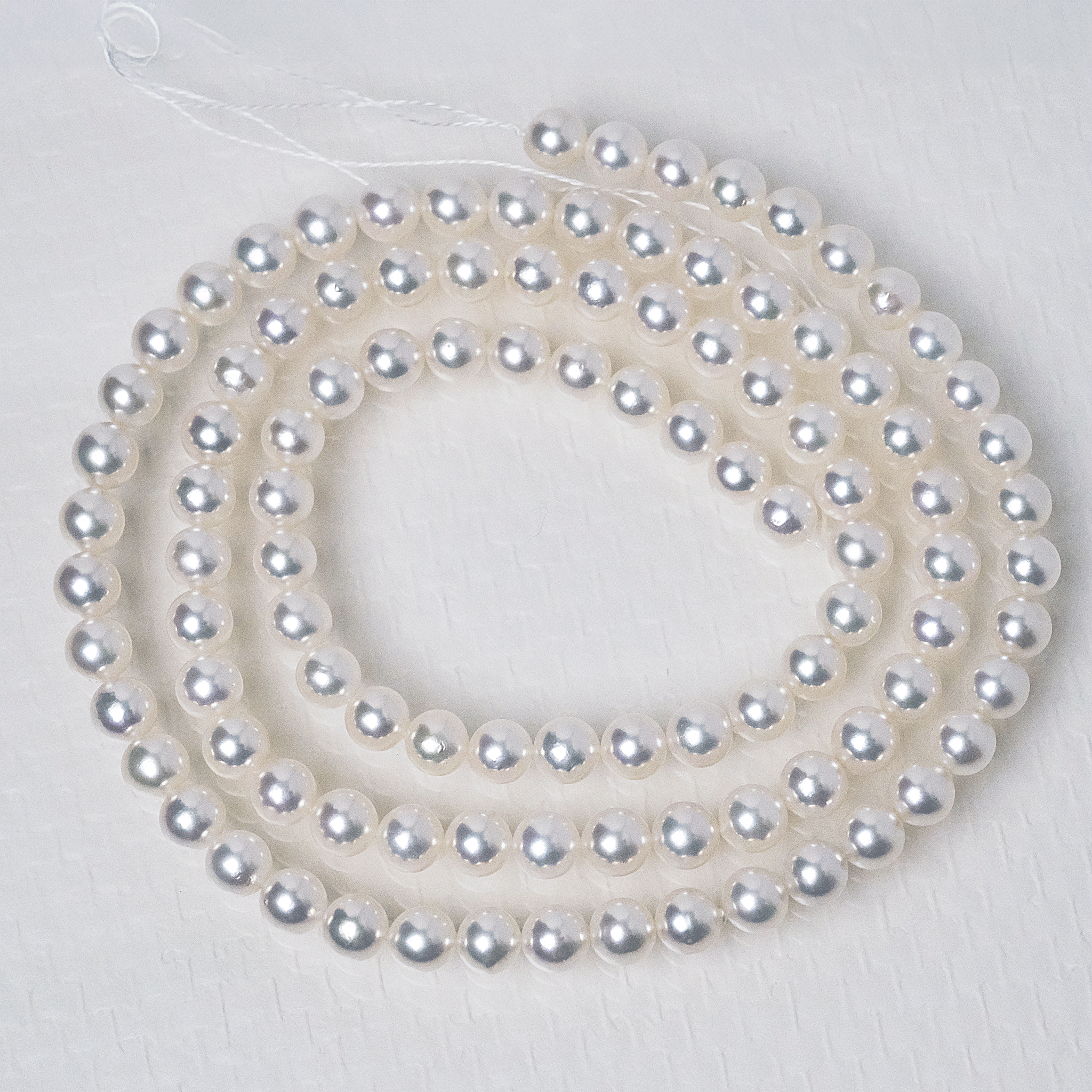 パールロングネックレス 良質厚巻き 無調色 7.5-8mm 約88cm オールノット 真珠総合研究所
