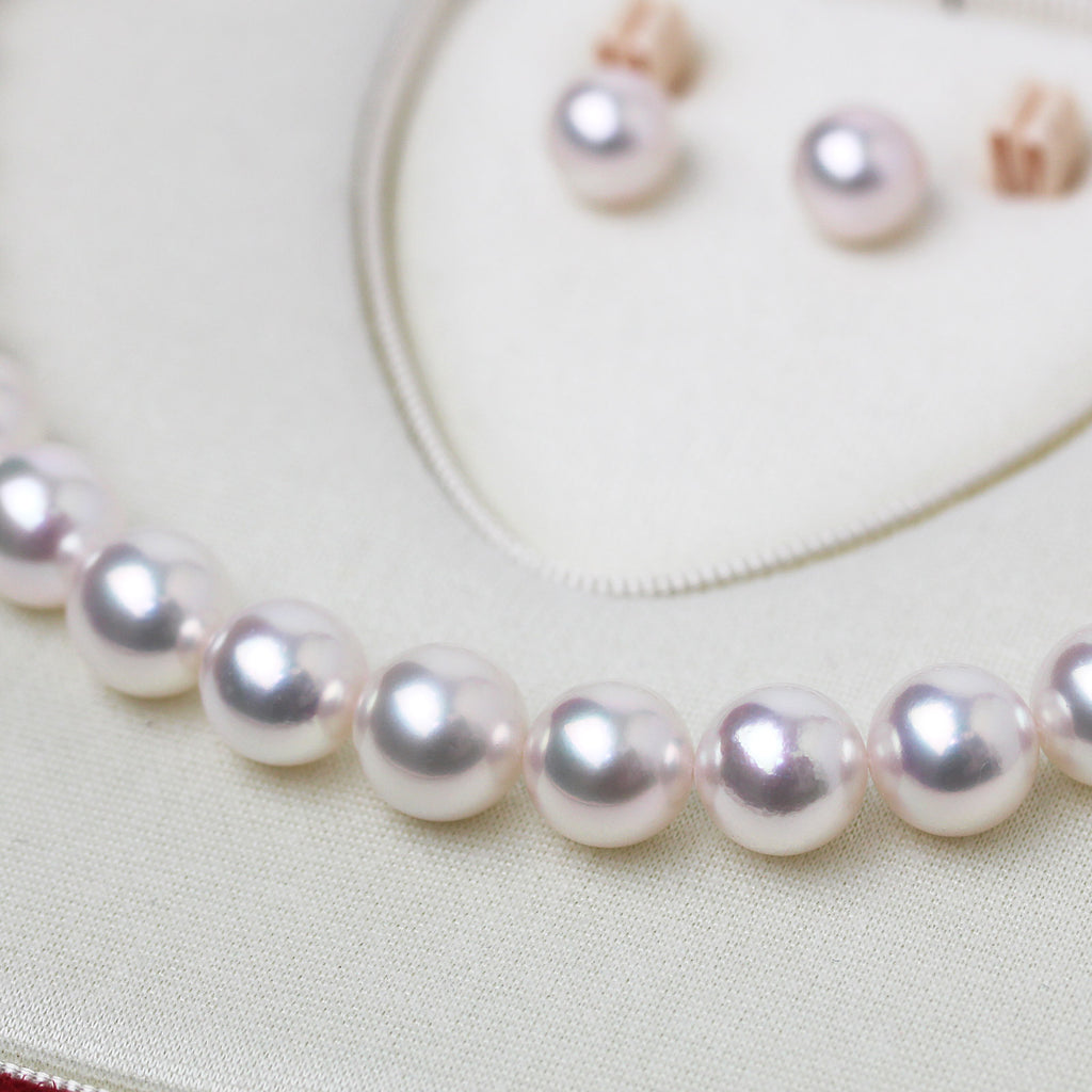 アコヤパールネックレスセット 10-11mm 希少な大粒 準花珠 花珠落ち 調色ピンク