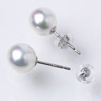 花珠 パールピアス イヤリング 無調色 8.5mm 真珠総合研究所 PT900 K14ホワイトゴールド