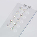 揺れるパールピアス  ライン5粒 K18WG 国内産アコヤ真珠 6.5mm