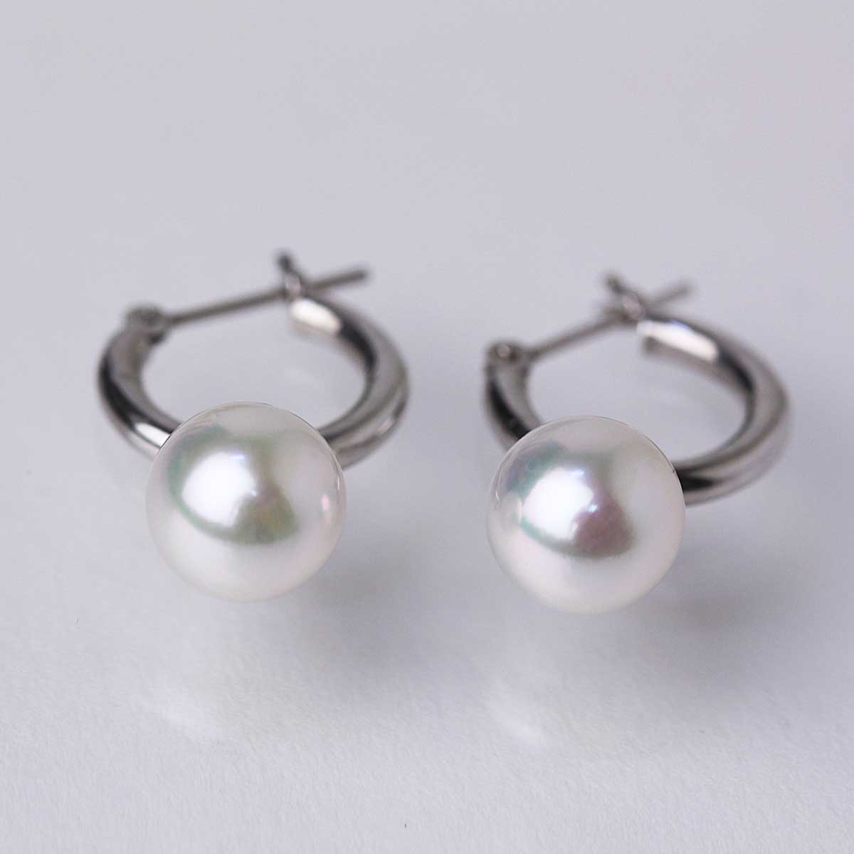 パール フープピアス あこや真珠 7.5mm K14ホワイトゴールド – Uwajima