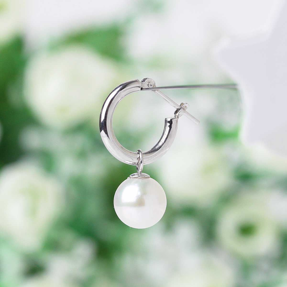 パール フープピアス あこや真珠 7.5mm K14ホワイトゴールド – Uwajima