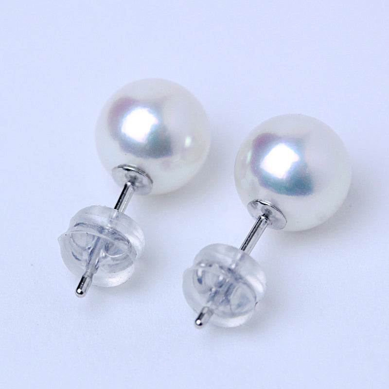 無調色 アコヤ真珠 7.5mm パールピアス イヤリング PT900 K14ホワイトゴールド