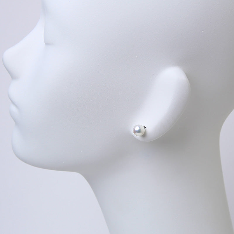 無調色 アコヤ真珠 7.5mm パールピアス イヤリング PT900 K14ホワイトゴールド