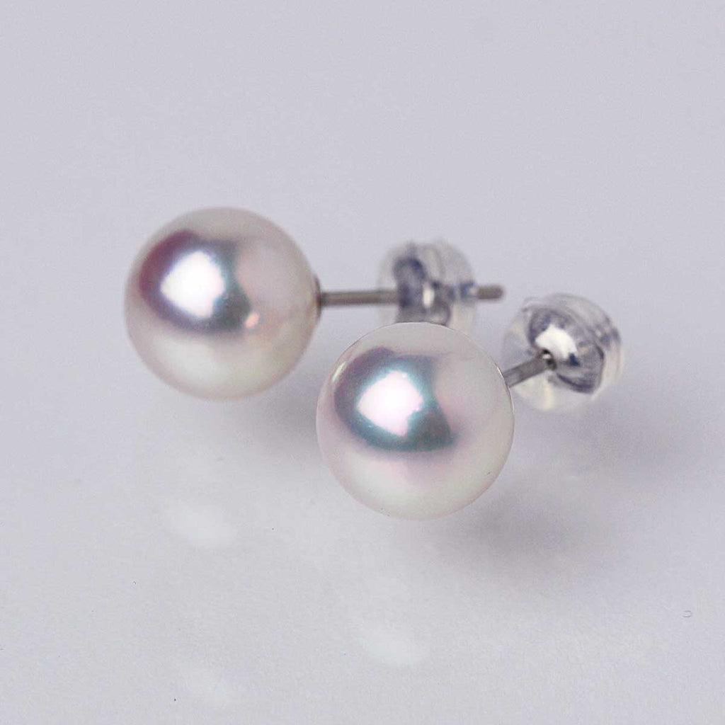 オーロラ天女 パールピアス 9mm 希少な大粒