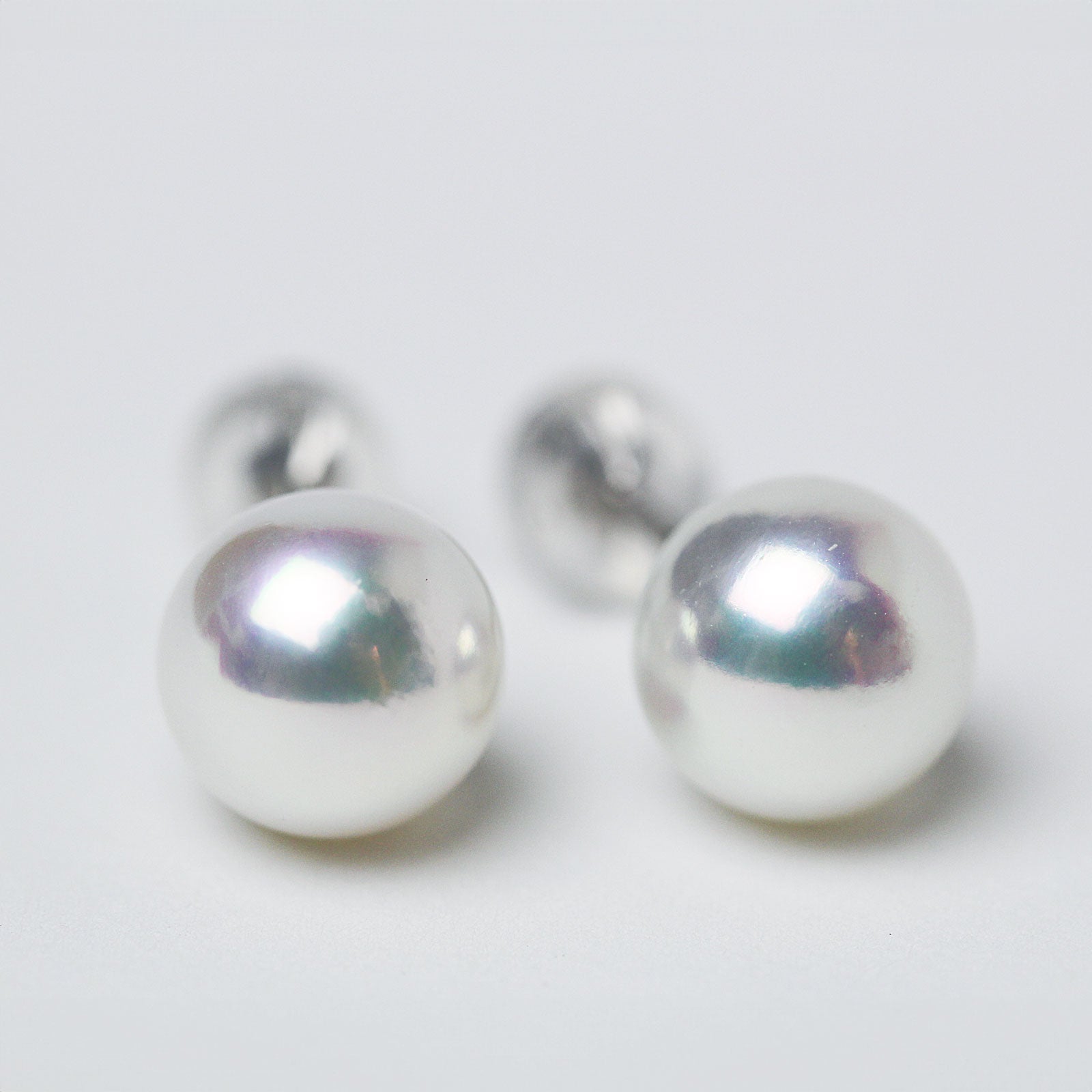 準花珠/花珠落ち パールピアス イヤリング 無調色 真珠総合研究所 PT900 K14ホワイトゴールド