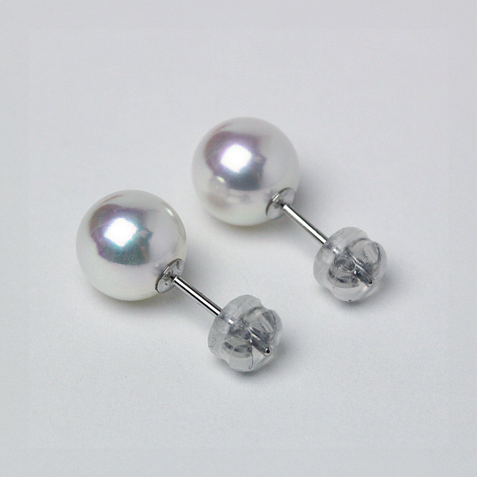 準花珠/花珠落ち パールピアス イヤリング 無調色 真珠総合研究所 PT900 K14ホワイトゴールド